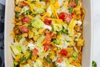 Crunchy Frito Taco Casserole with Melted Cheese and Beef