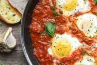 Poached Eggs in Spicy Tomato Sauce (Eggs in Purgatory)