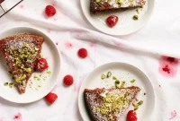 Honey Almond Cake with Raspberries, Orange & Pistachios
