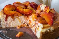 Roasted Peach Cheesecake Recipe with Brown Sugar Glaze