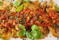 Butter-Sautéed Chicken Breast with Tomato, Wine & Basil Sauce