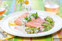 Hibiscus-Poached Salmon with Cool Tzatziki Sauce