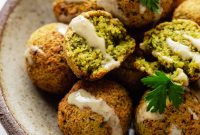 Crispy Air Fryer Falafel Recipe with Tahini Sauce