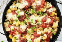 Cheesy Gnocchi and Cauliflower Bake with Mozzarella