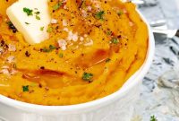 Savory Roasted Sweet Potato Mash with Garlic and Herbs