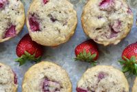 Strawberry Banana Walnut Muffins with Honey Glaze