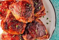 Juicy Baked BBQ Chicken Thighs with Crispy Skin