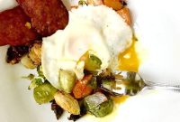 Sheet Pan Breakfast with Sweet Potato, Brussels Sprouts & Bacon