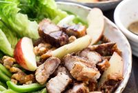 Roast Pork Belly Salad with Apples and Caramelized Walnuts