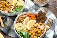 Autumn Farro Protein Bowl with Roasted Veggies & Chickpeas