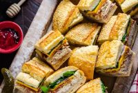 Pressed Chicken & Bacon Picnic Sandwiches with Raspberry Honey Mustard