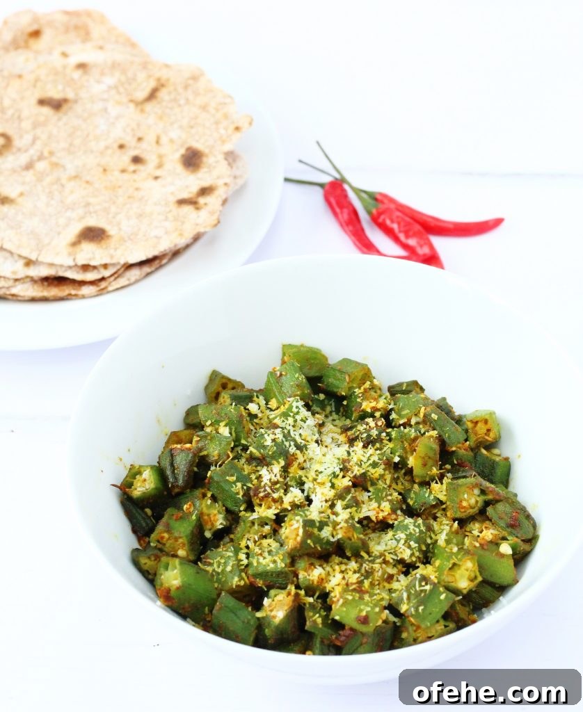 dry fried curried okra with Indian Spices