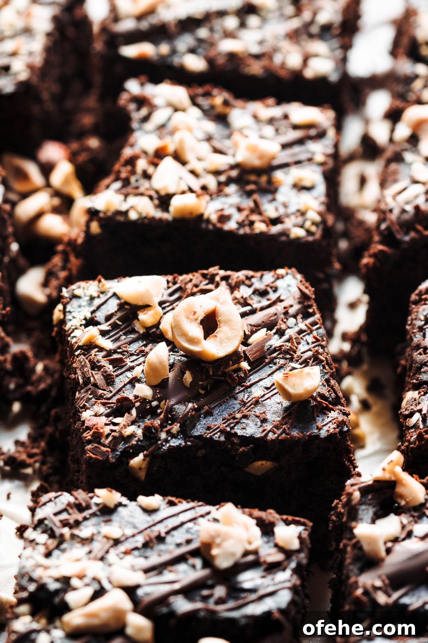 Baked brownies cooling on a rack