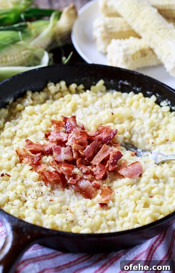 Crispy Country-Fried Skillet Corn Recipe for Southern Flavor 3 Country Fried Skillet Corn with bacon.
