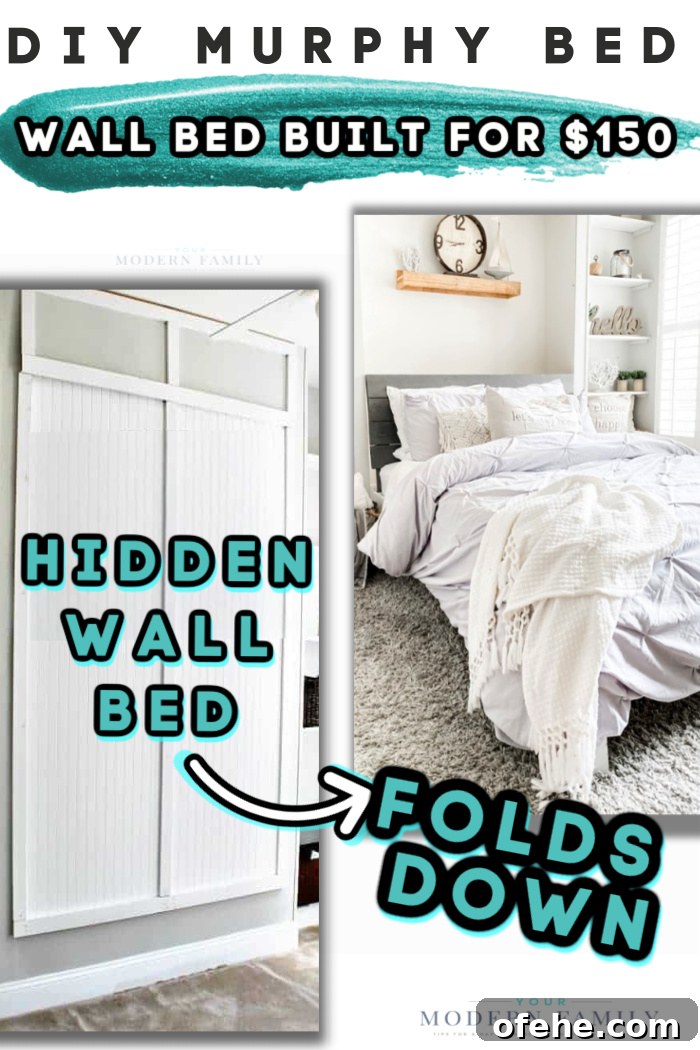 Build a Murphy Bed for Under $150 – Plans & Video Guide 2 DIY Murphy Bed - before & after
