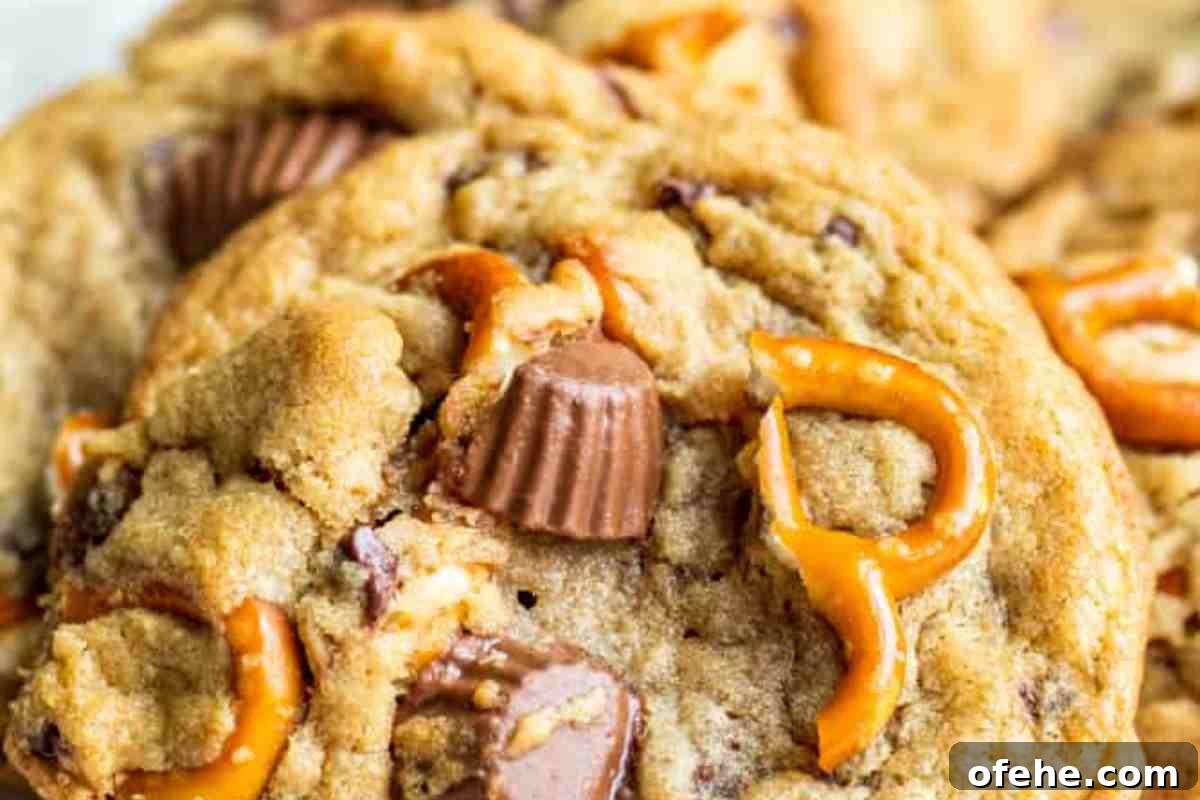 Peanut Butter Cup Cookies with Pretzels msn image.
