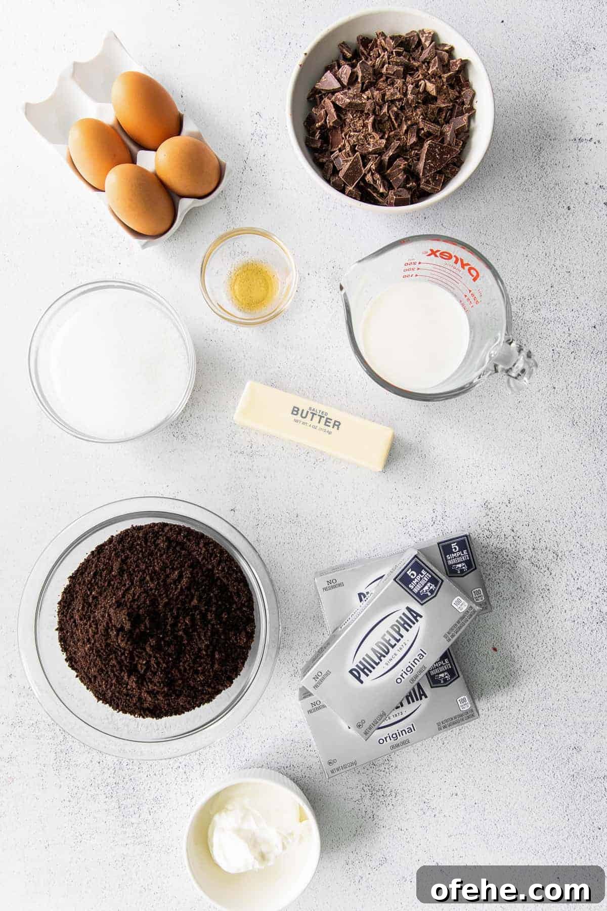 cheesecake ingredients on countertop