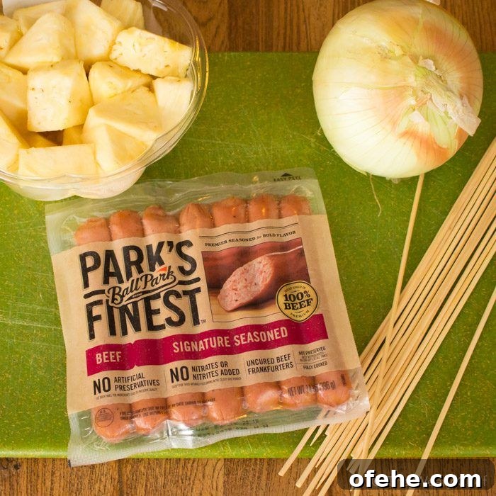 Hawaiian Pineapple Hot Dog Kebabs: Sweet & Savory Grill Recipe 4 Hawaiian Hot Dog Kebabs are really easy to make, and they taste irresistible!