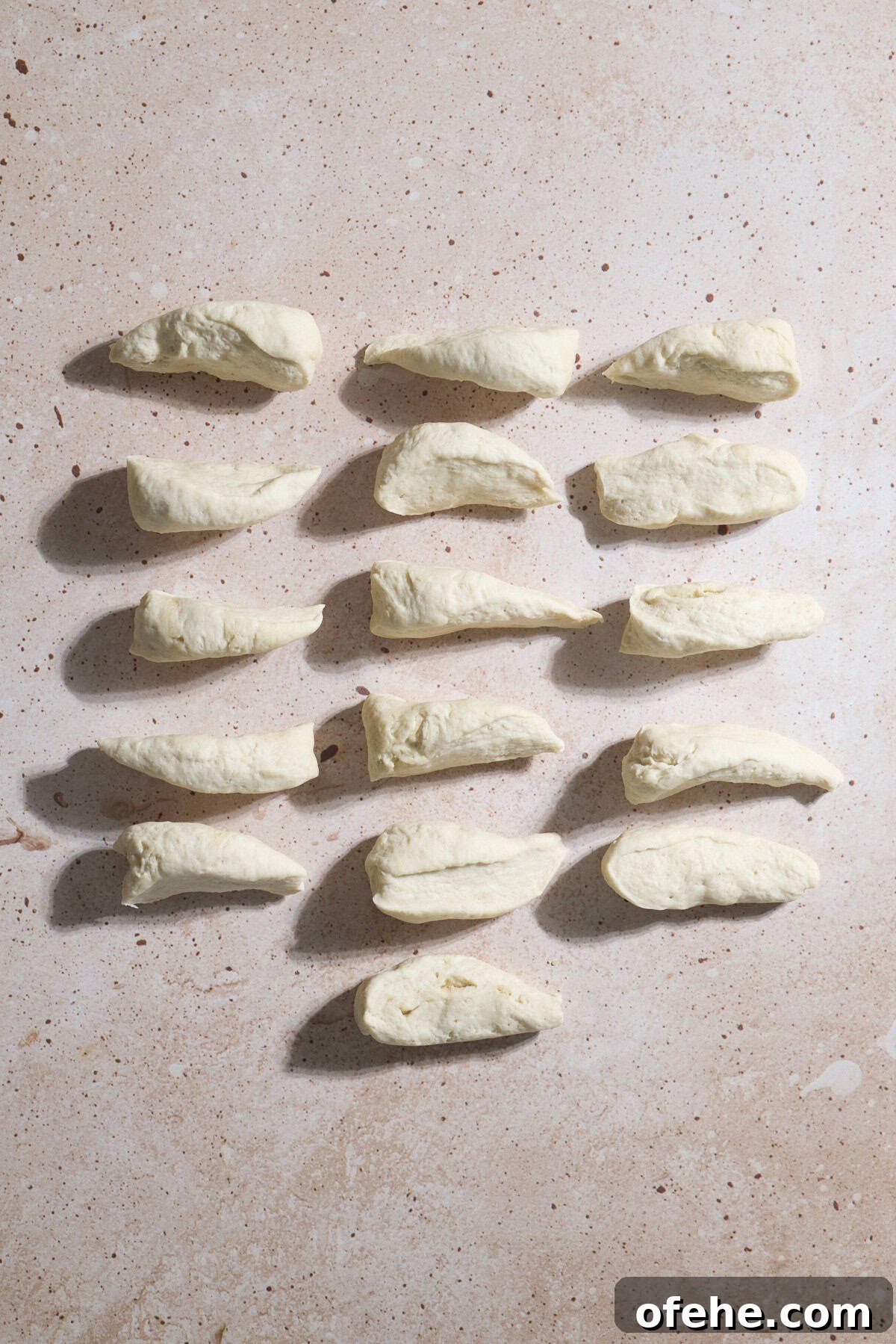Dough divided into 16 pieces.