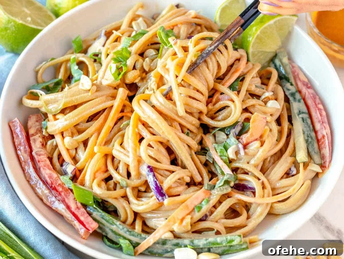 30-Minute Dinners We Cook on Busy Weeknights 5 Peanut noodles with chopsticks and veggies