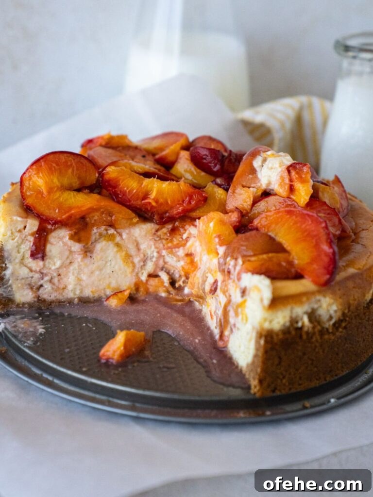 Roasted Peach Cheesecake Recipe with Brown Sugar Glaze 2 Roasted Peach Cheesecake