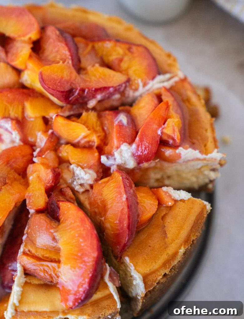 Roasted Peach Cheesecake Recipe with Brown Sugar Glaze 4 img 13165 3