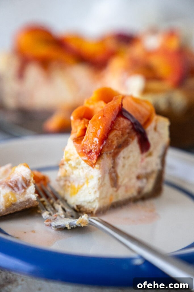 Roasted Peach Cheesecake Recipe with Brown Sugar Glaze 5 img 13165 4