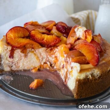 Roasted Peach Cheesecake Recipe with Brown Sugar Glaze 6 Roasted Peach Cheesecake