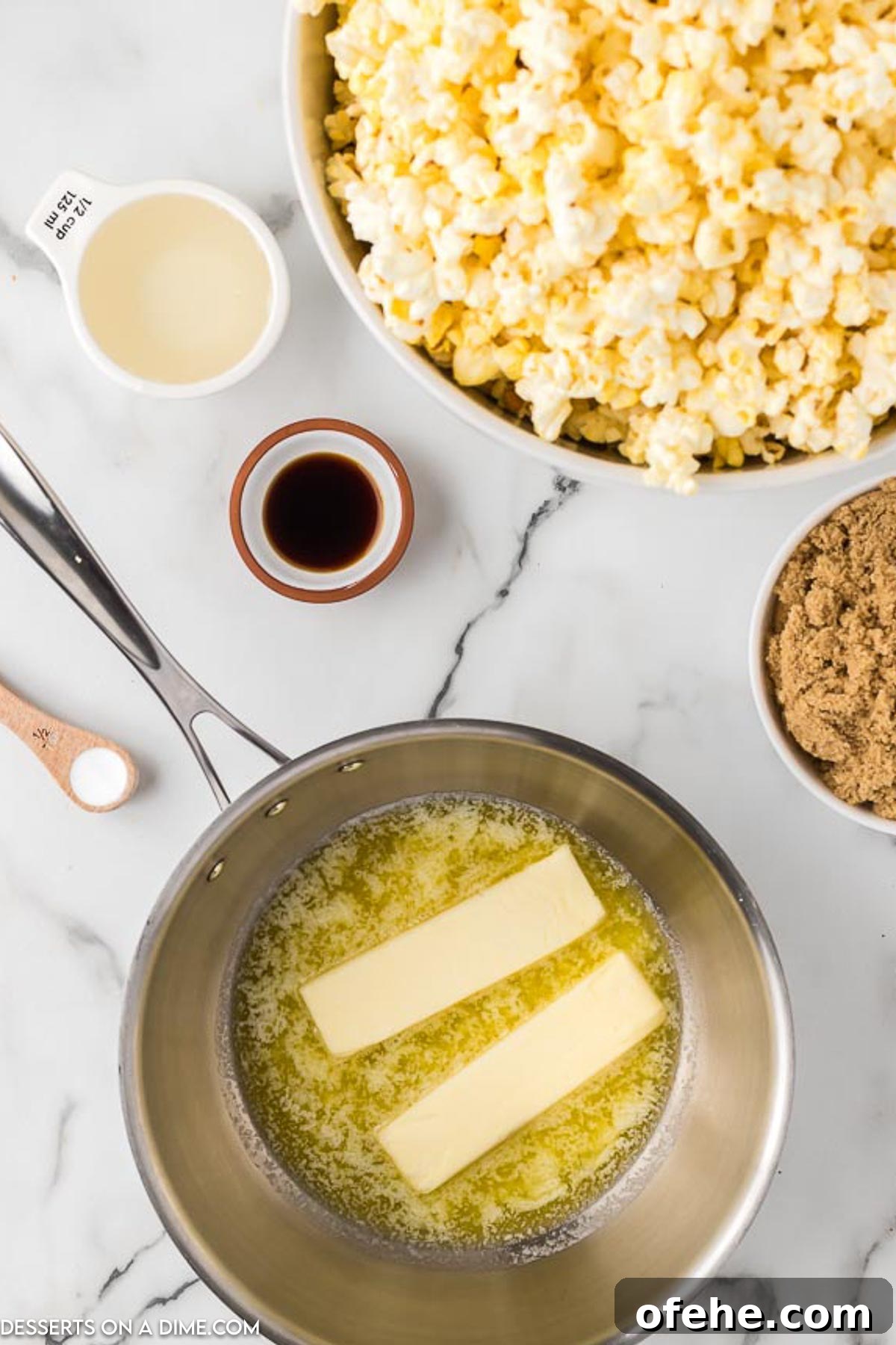 Ultimate Homemade Caramel Popcorn Recipe You’ll Love 3 Saucepan with butter.