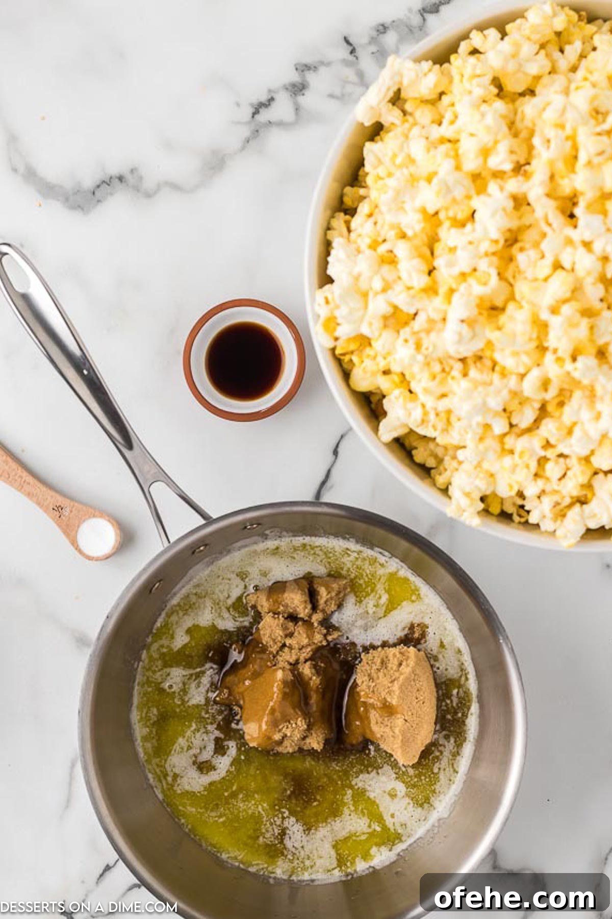Ultimate Homemade Caramel Popcorn Recipe You’ll Love 4 Saucepan with brown sugar added to butter.