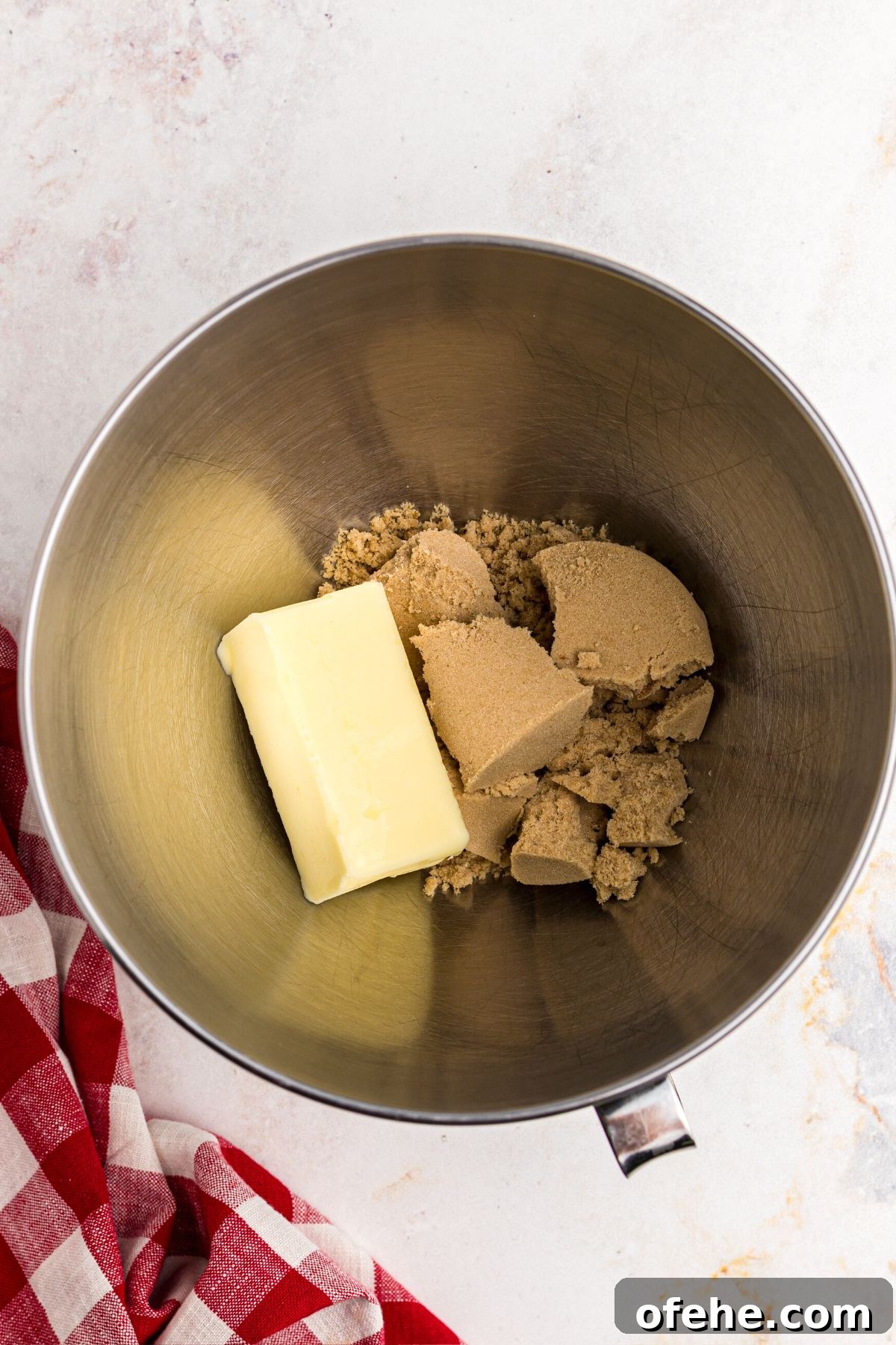 Chewy Air Fryer Gingerbread Cookies Recipe 6 Butter and brown sugar mixed together in a kitchenaid bowl