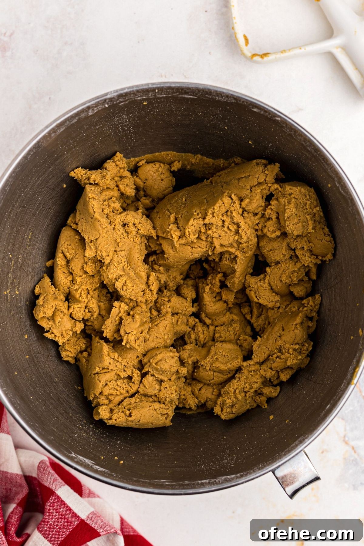 Chewy Air Fryer Gingerbread Cookies Recipe 7 Golden brown gingerbread dough in a kitchen aid bowl