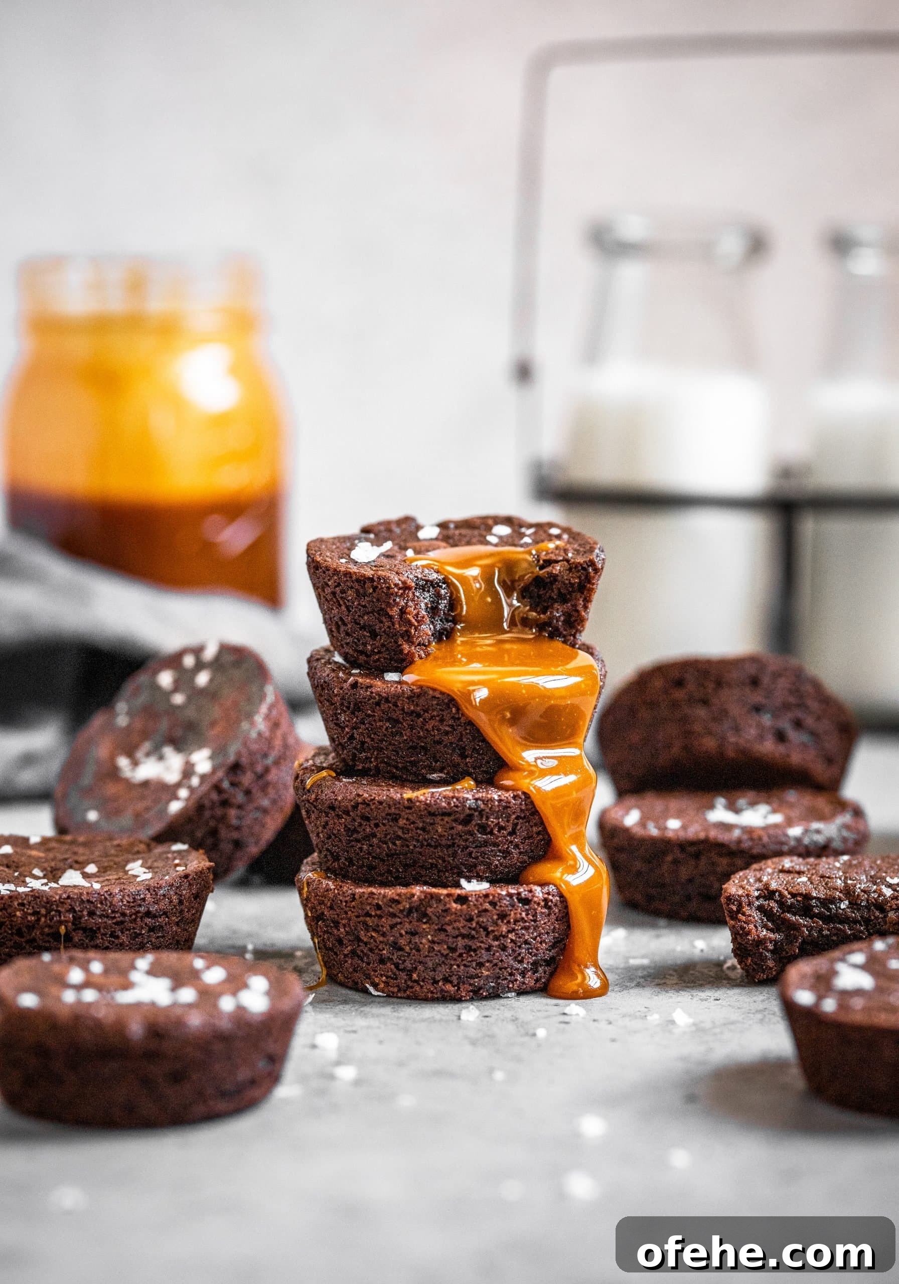 Salted Caramel Brownie Bites in a Muffin Tin 10 Salted caramel dripping down muffin tin brownie stack