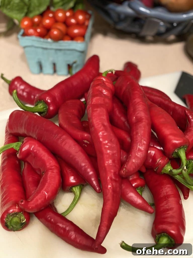 Crispy Sautéed Italian Sweet Peppers with Garlic & Herbs 3 Fried Peppers Raw Ingredient on Counter