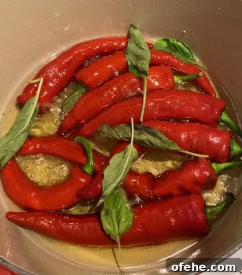 Crispy Sautéed Italian Sweet Peppers with Garlic & Herbs 5 Fried Peppers Frying in Pan