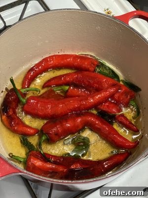 Crispy Sautéed Italian Sweet Peppers with Garlic & Herbs 6 Fried Peppers Frying in Pan