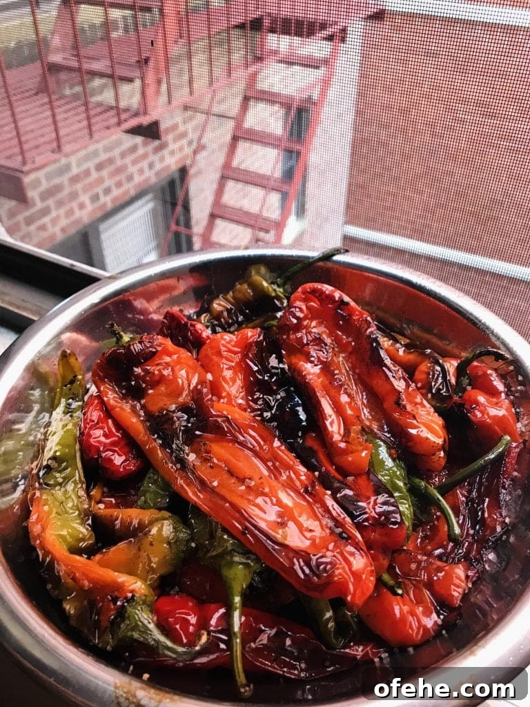 Crispy Sautéed Italian Sweet Peppers with Garlic & Herbs 10 Fried Peppers in Bowl near Fire Escape