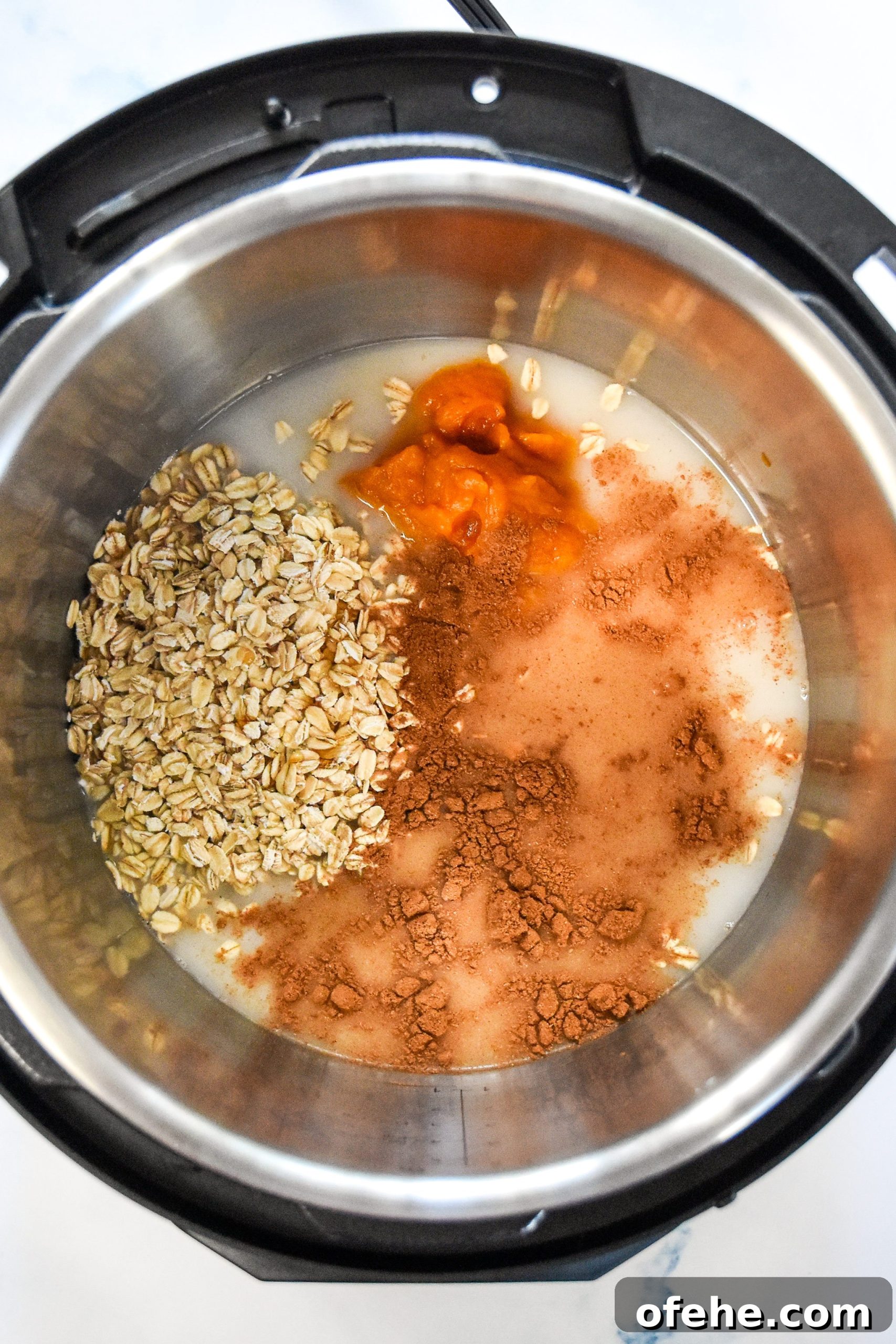 Instant Pot Pumpkin Spice Oatmeal Recipe for Fall Mornings 4 everything in the instant pot for the pumpkin spice oatmeal.