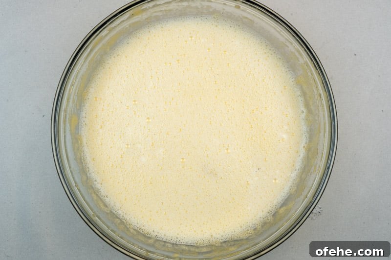 Silky Vanilla Custard Recipe Without Cornstarch 5 Mixing the eggs & milk mixture