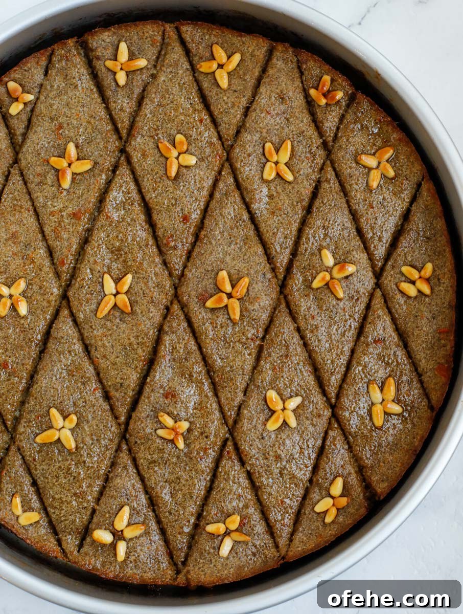 Lebanese Kibbeh Bil Sanieh: Baked Kibbeh Recipe from Lebanon 12 top down show of finished baked kibbeh in a baking dish