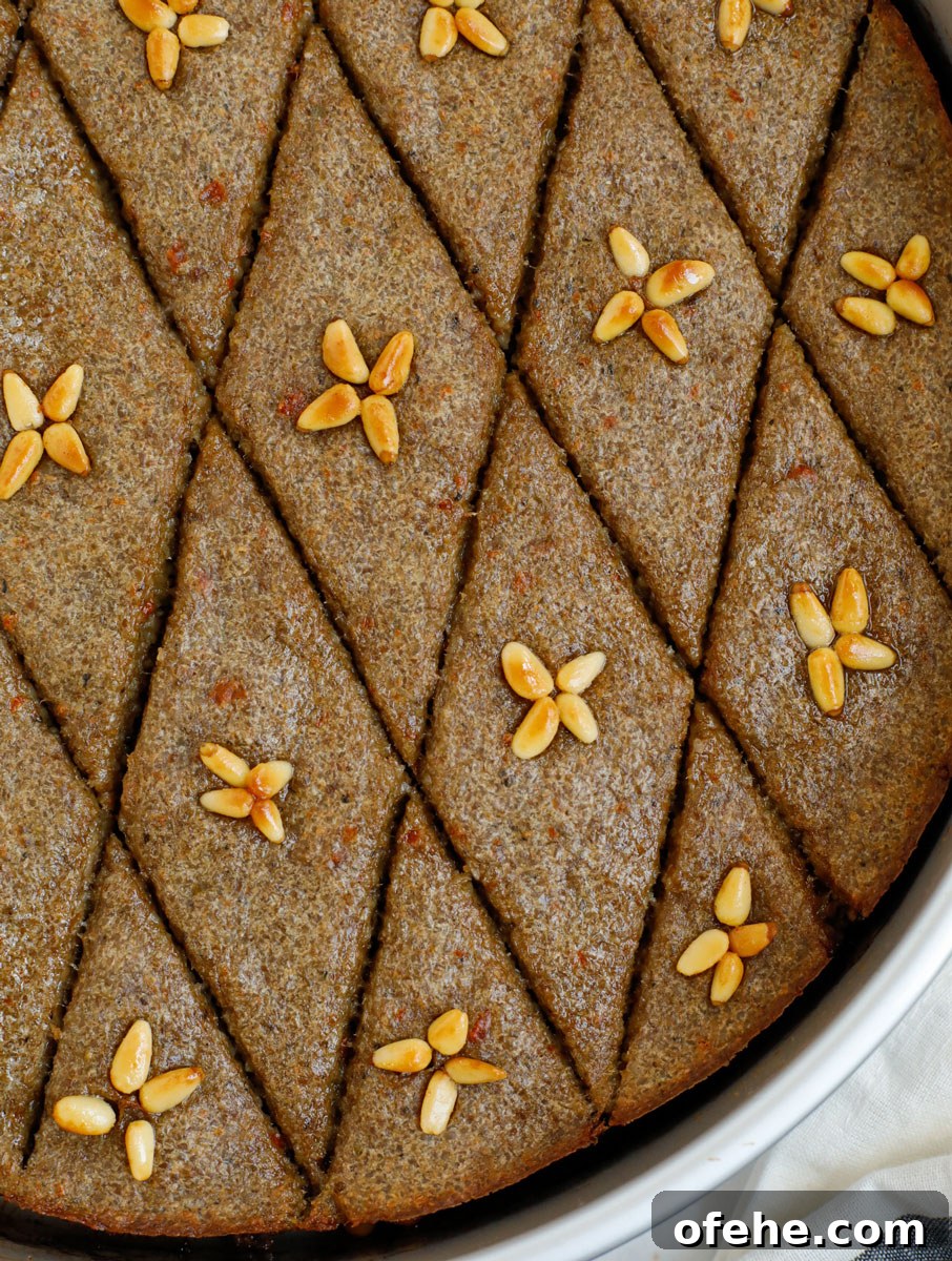 Lebanese Kibbeh Bil Sanieh: Baked Kibbeh Recipe from Lebanon 13 close up top down shot of baked kibbeh