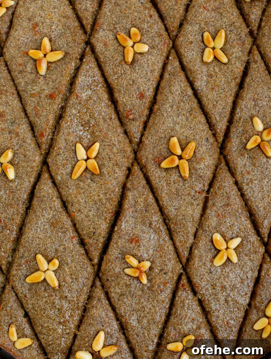 Lebanese Kibbeh Bil Sanieh: Baked Kibbeh Recipe from Lebanon 3 top down close shot of baked kibbeh