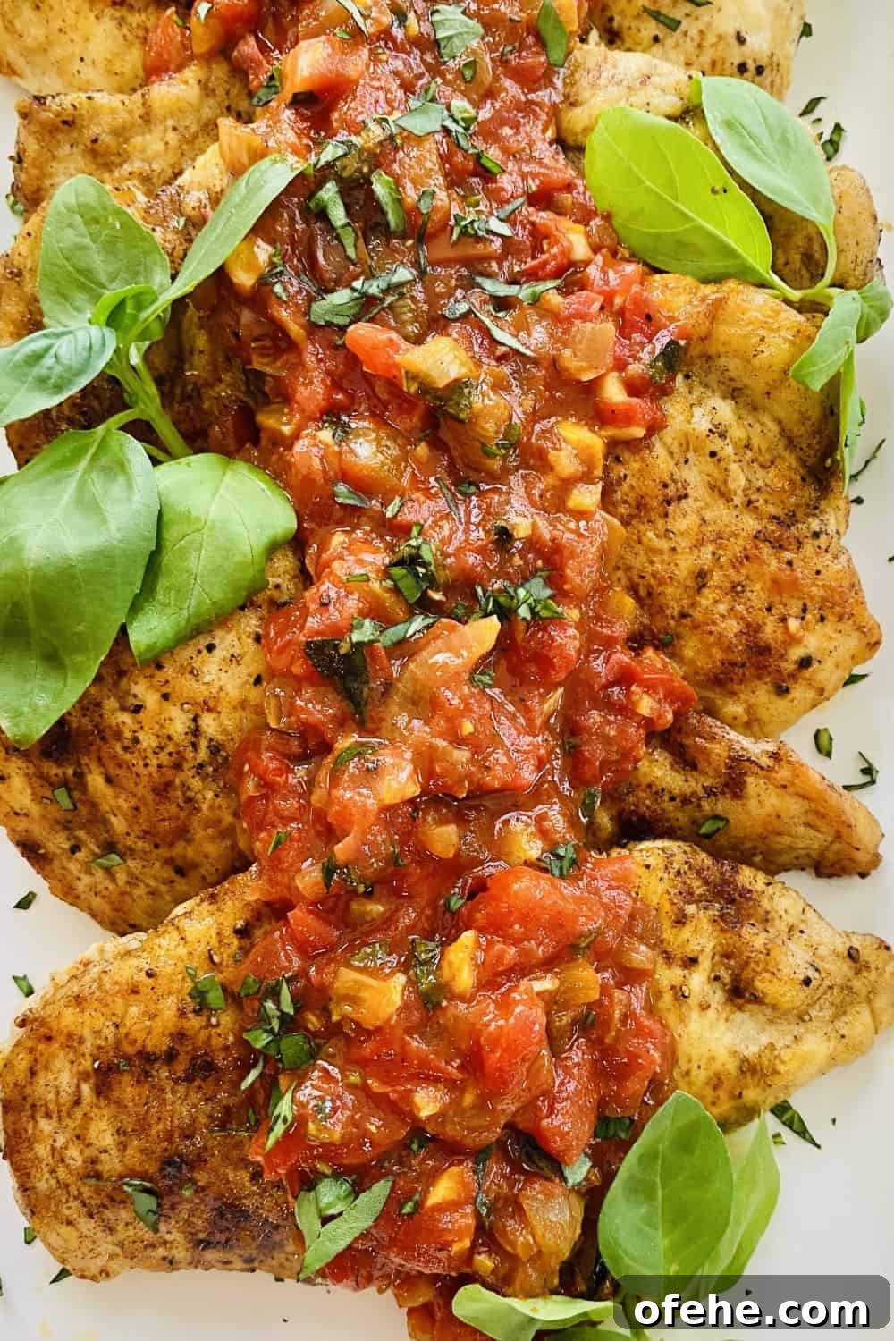 Butter-Sautéed Chicken Breast with Tomato, Wine & Basil Sauce 10 fresh tomato sauce with wine over chicken