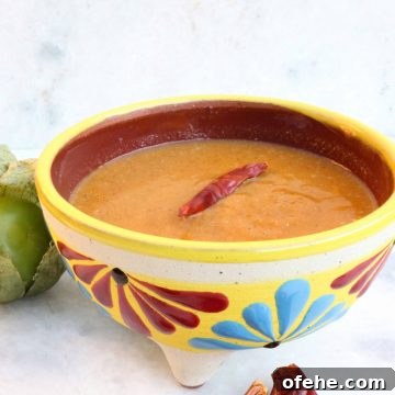 Roasted Tomatillo Salsa with Chile de Arbol Recipe 8 Roasted Tomatillo Salsa with a Chile de arbol and surrounded by more chiles and tomatillos