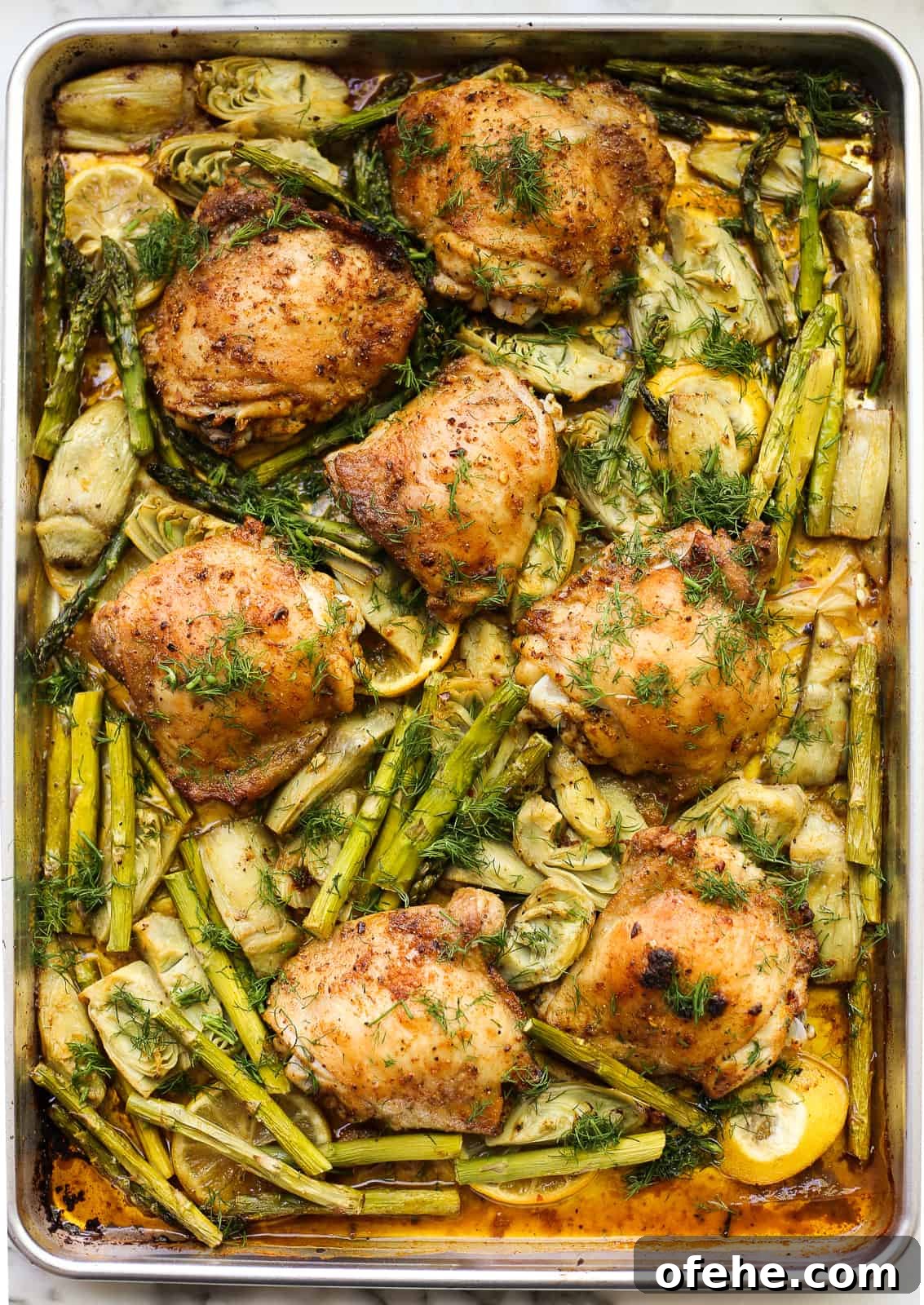 Spring Sheet-Pan Chicken with Artichokes and Asparagus 2 Sheet Pan Spring Chicken