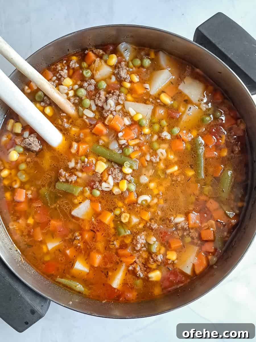 Authentic Amish Vegetable Beef Soup Recipe for Comforting Meals 5 a large pot of vegetable soup.