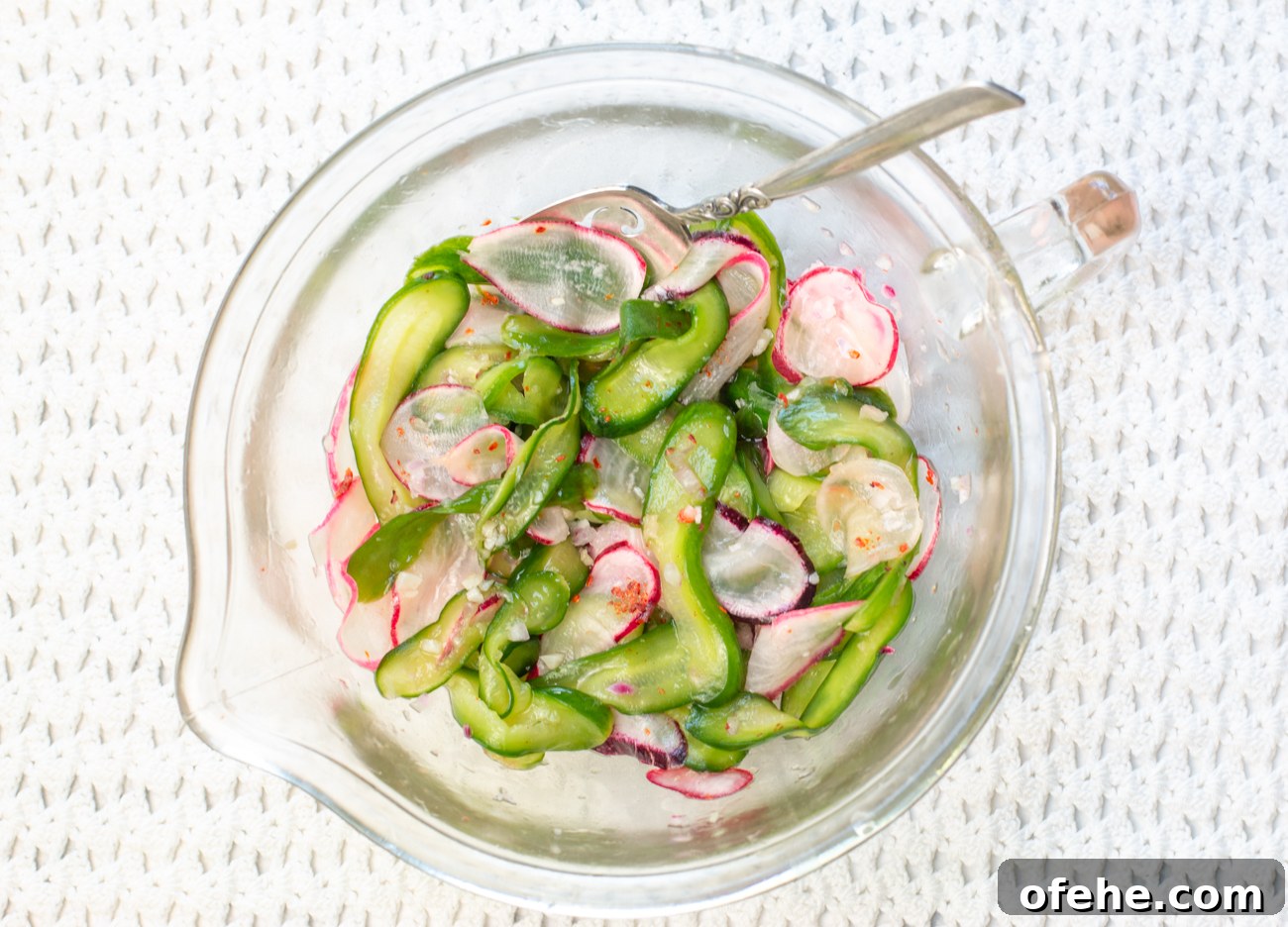 Hibiscus-Poached Salmon with Cool Tzatziki Sauce 8 A quick Cucumber & Radish Salad - marinated with the Thai Chili Glaze