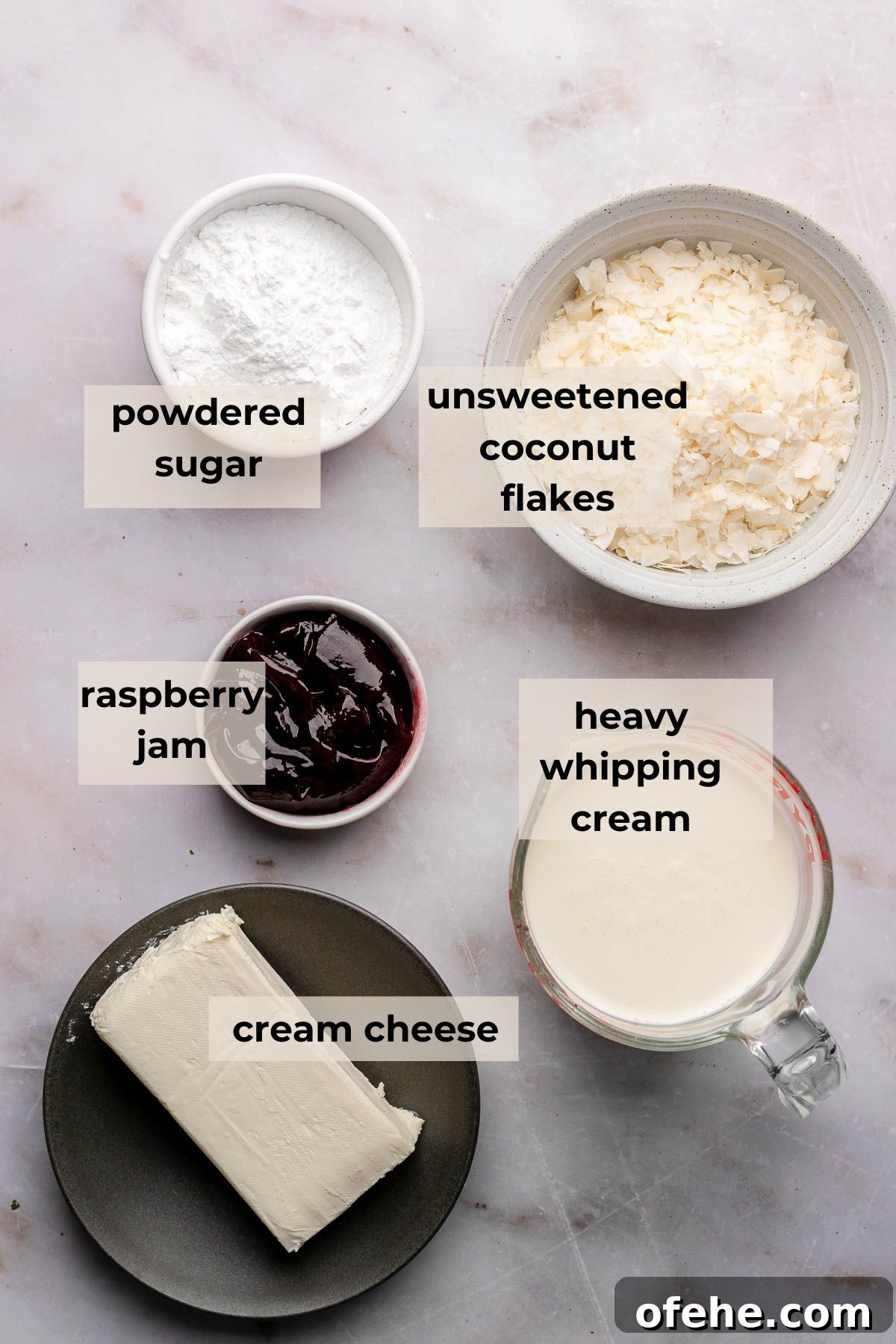 Raspberry Coconut Cake Recipe with Creamy Coconut Frosting 4 Ingredients for raspberry coconut frosting.