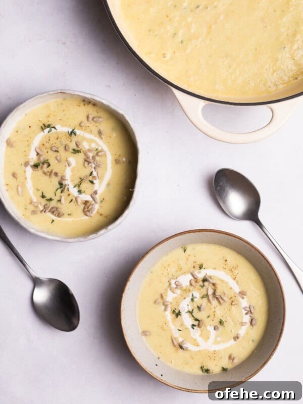 Roasted Red Pepper & Tomato Soup Recipe for Cozy Weeknights 10 Parsnip soup with sunflower seeds served in bowls.