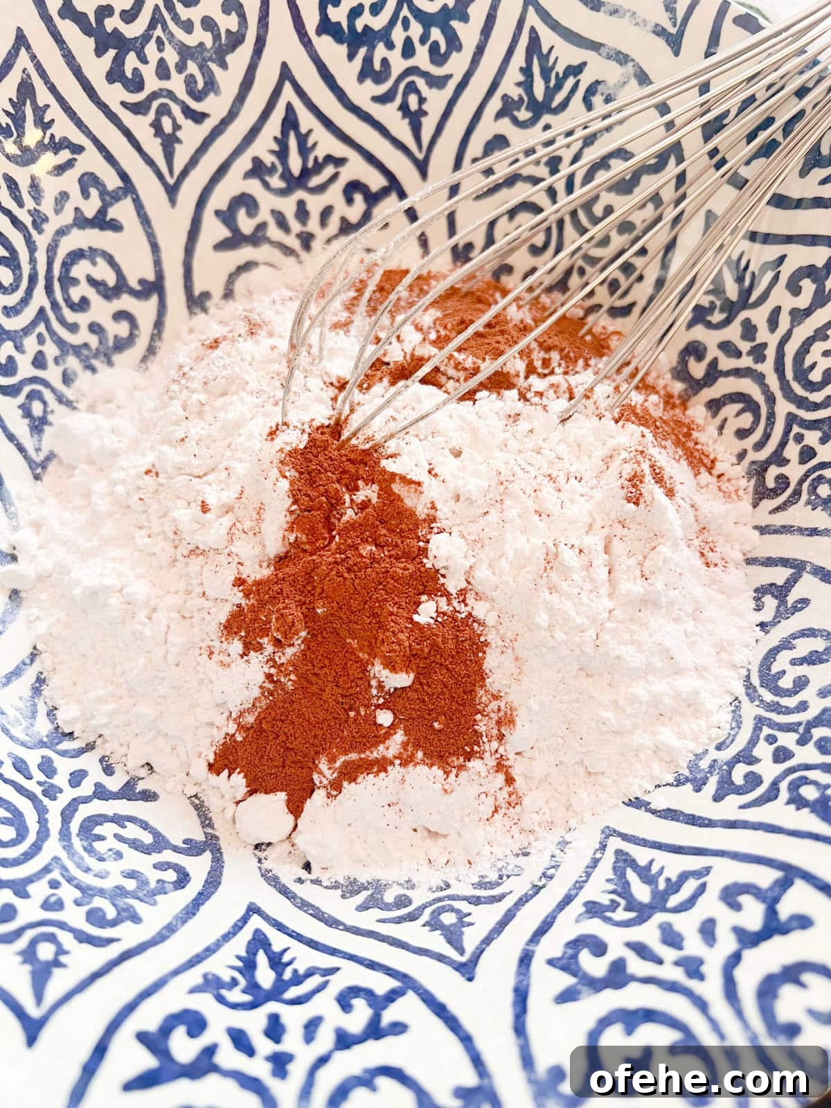 Moist Sweet Potato Cupcakes with Cinnamon Glaze 3 Dry ingredients for the sweet potato cupcakes, in a mixing bowl (just before whisking).